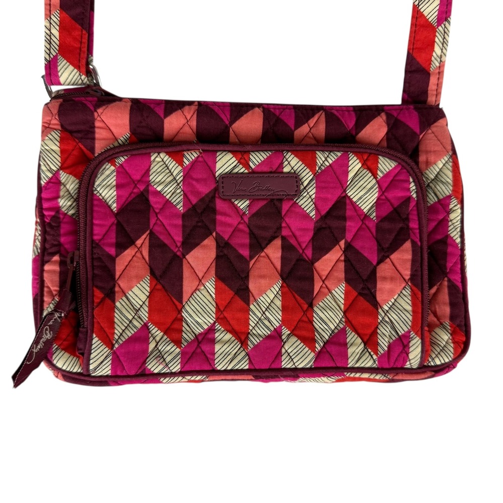Vera Bradley Bohemian Chevron Hipster Quilted Crossbody Bag Pink Red Burgundy
